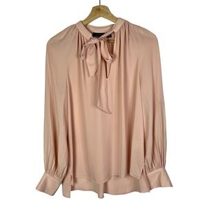 Halogen Light Pink Tie Neck Poet Long Sleeve Blouse XS